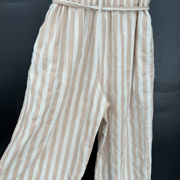 Proud Mary Striped Playa cotton Pants wide leg high rise coastal grandma tan S/M - Picture 6 of 13